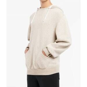 NEW BARRIE cashmere cotton sportswear hooded sweatshirt in light sand